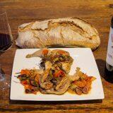 Quagliette alla cacciatora and wine