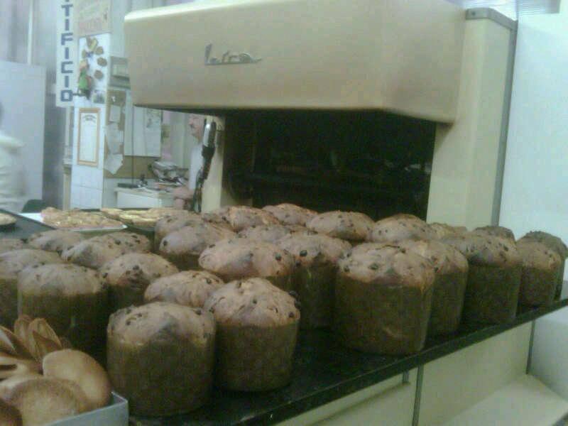 Freshly baked panettone at Biscottificio Innocenti