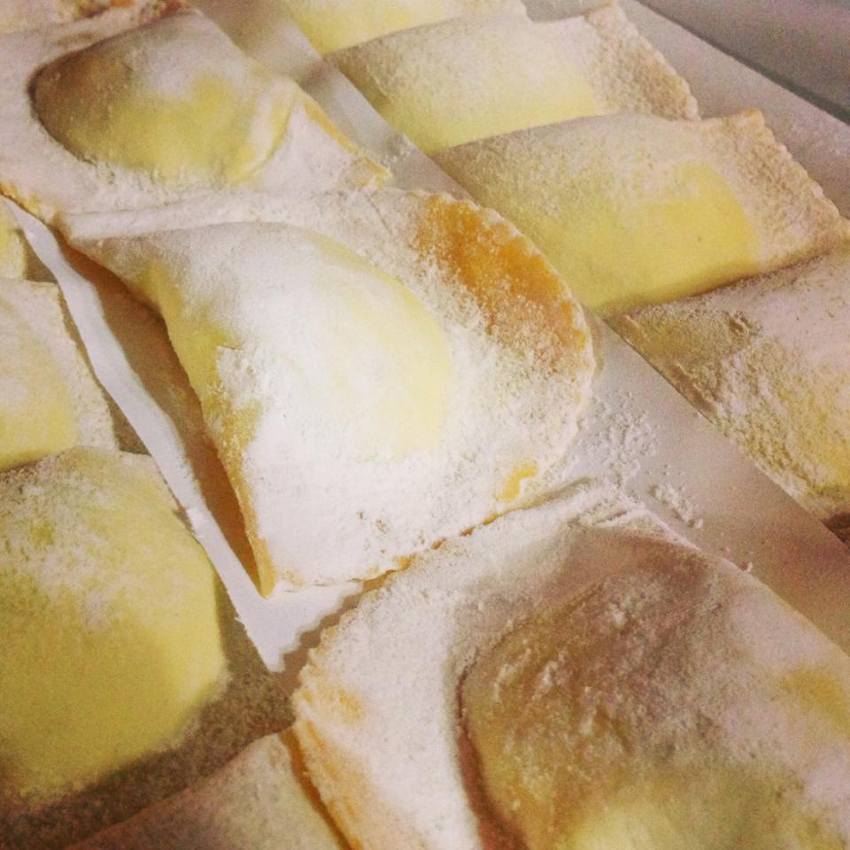 Ricotta lurking in fresh pasta.