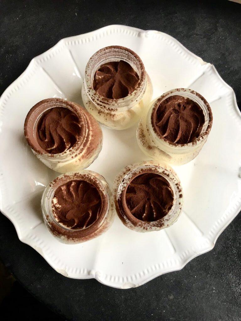 five tiramisus on a plate