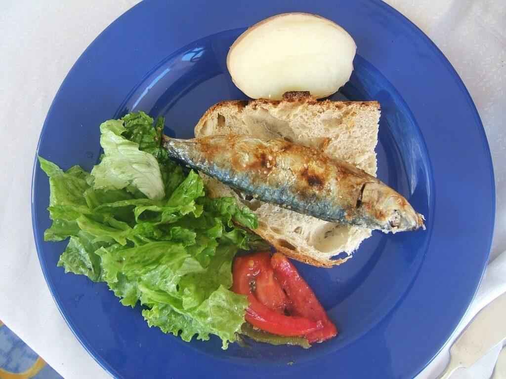 sardine on bread with salad